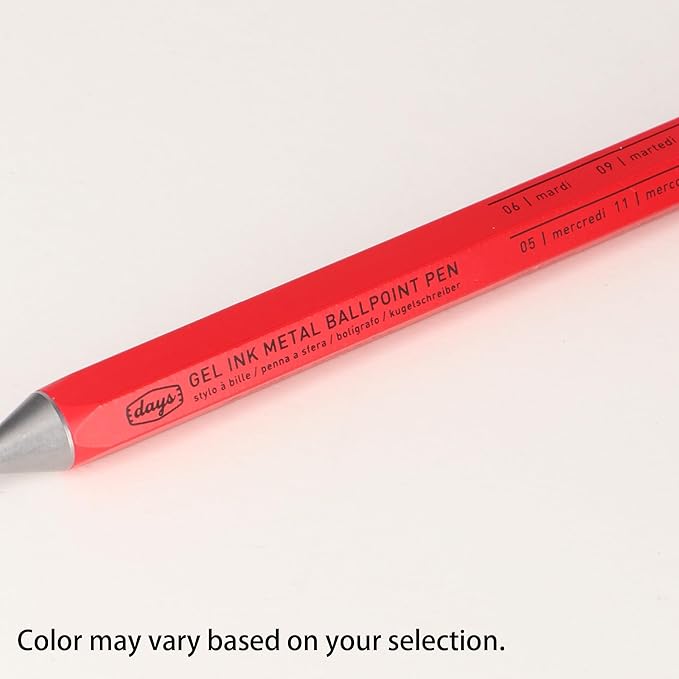 MARK'STYLE days, Gel Ink Metal Ballpoint Pen - 0.5mm Retractable Black Ink, Retro styling Light Weigh Pen, Made in Japan- Perfect for School, Office, and Journaling (Navy)