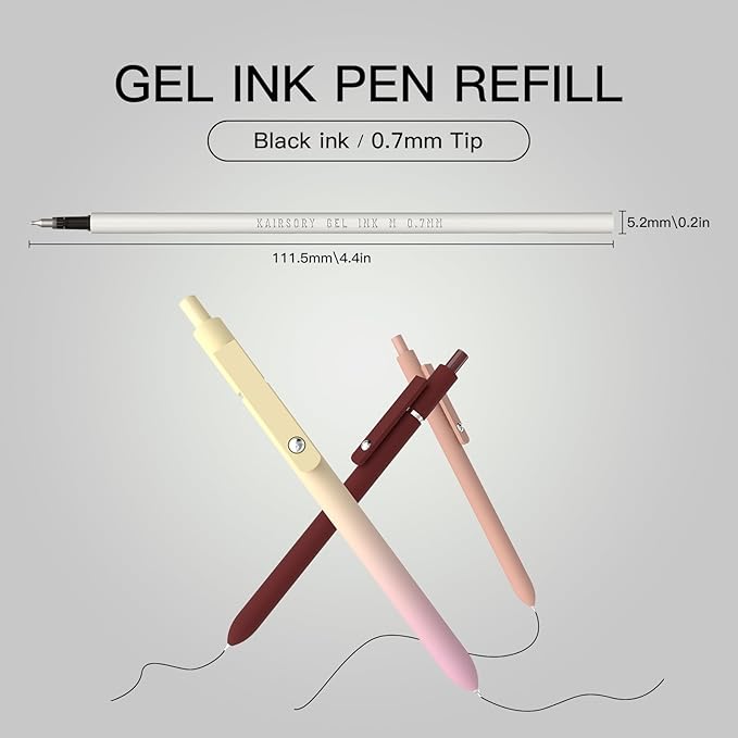 Black Gel Pens, Retractable Gel Ink Refills Bulk for Twist Pens, Fine Point 0.7mm Ink, Smooth Writing Retractable Click Refills(15 Pcs Black Ink-0.7mm)