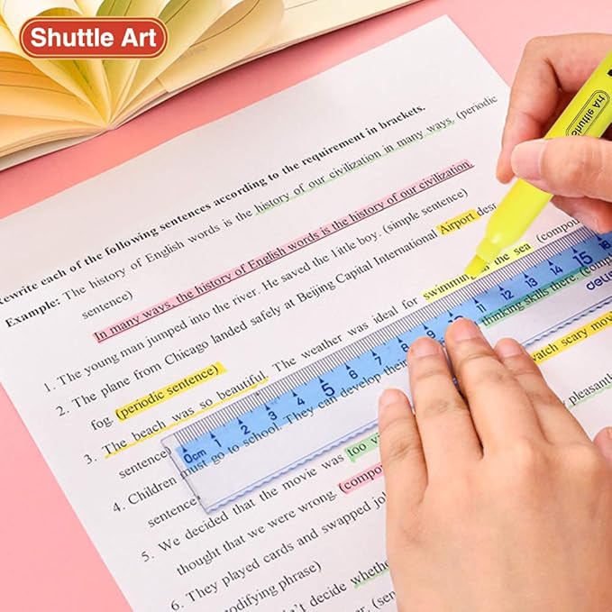 Shuttle Art 144 Pack Highlighters, Highlighters Assorted Colors Set, 8 Bright Colors Chisel Tip Highlighter Markers Bulk for Kid and Adult Coloring, Highlighting as School Supplies