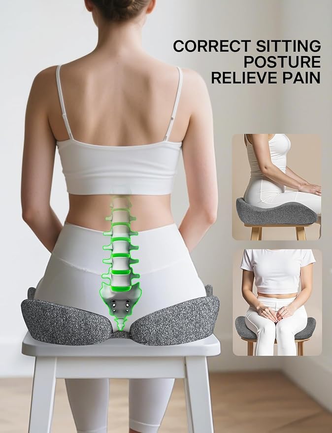 Seat Cushion, SC 150G Seat Cushions for Office Chairs, Car Seat, Wheelchair - Sciatica & Tailbone & Coccyx Pain Relief Pillow for Driver Sedentary People(Size:19.6 * 16.6 * 3.7 in-Grey)