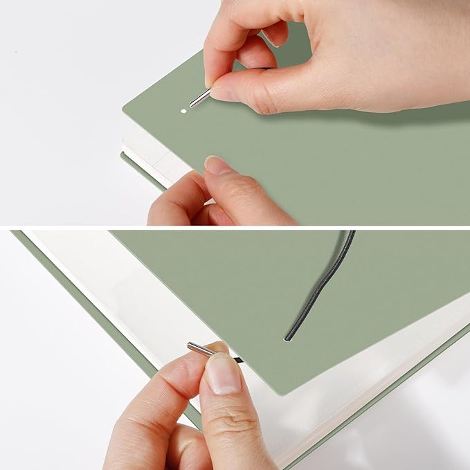 AHGXG Bullet Dotted Journal - Dot Grid Spiral Notebook B5, 140 Pages, 100 GSM Thick Paper, Waterproof Plastic Cover Journals for Bullet Journaling, Sketching, 7.6" x 10", Sage Green