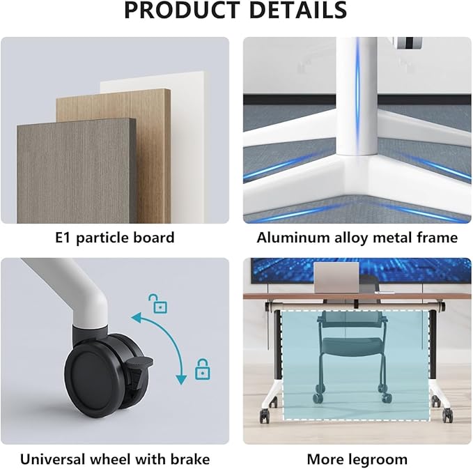 Conference Room Table, Folding Conference Tables,Thicken Grey Tabletop,Flip Top Wooden Seminar Meeting Room Table for Conference Room Offices (6, Walnut, 70.8”)