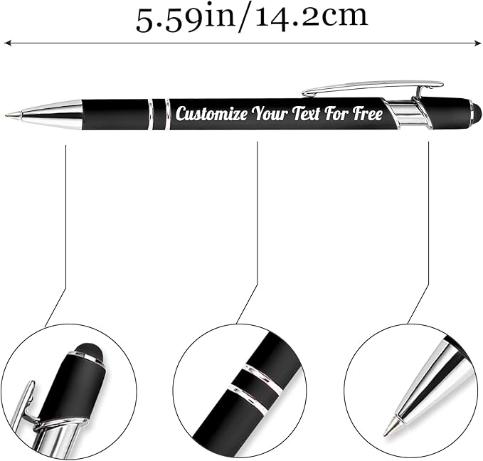 Max 500 Pcs Personalized Pens Bulk, Custom Pens with Free Engraving, Customized Stylus Tip Ballpoint Pen with Your Name Massage Text for School Office Business Graduation Anniversaries-20 Packs