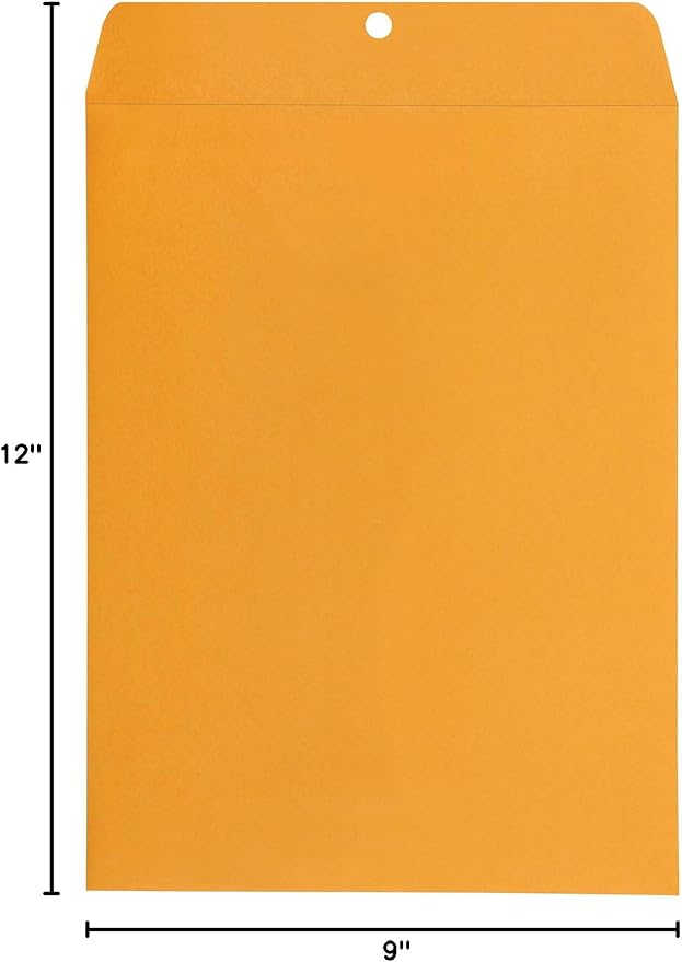 Amazon Basics Clasp Kraft Envelopes, Gummed Mailing Envelope, 9 x 12 inch, 100-Pack