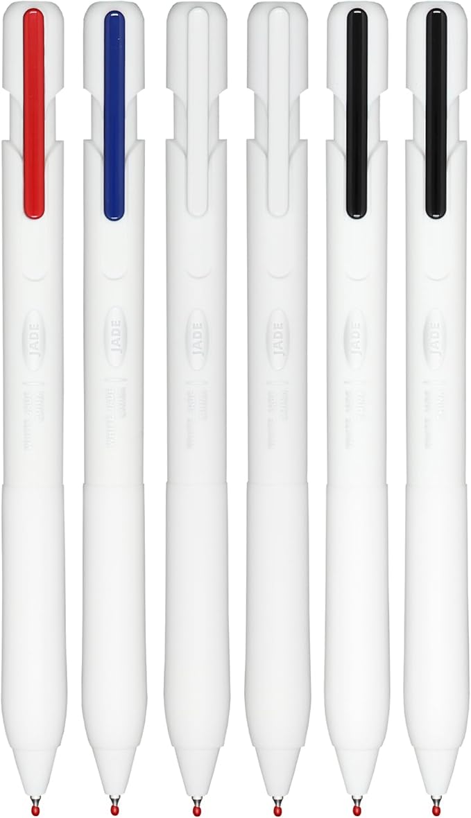 DUNBONG Retractable Ballpoint Pen,Ball pens, 0.5mm Gel Pens, Fine Point, 4 Black, 1 Blue &1 Red,Box of 6 Pens