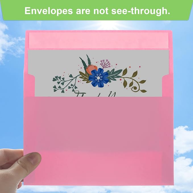 50 Pack 5x7 Envelopes - A7, Printable Invitation Envelopes - Self Seal for Weddings, Invitations, Photos, Greeting Cards, Mailing (Pink)