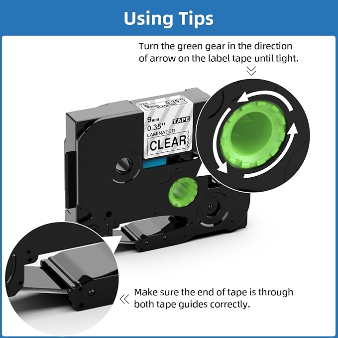 Labelife 9mm Label Maker Tape Clear TZe-121 Compatible with Brother TZe TZ Tape 9mm 0.35 Laminated Clear Ptouch TZe121 TZ-121 for Brother P Touch PTD210 PTD220 PTD400 PTD600 PTH110,4-Pack, 3/8''