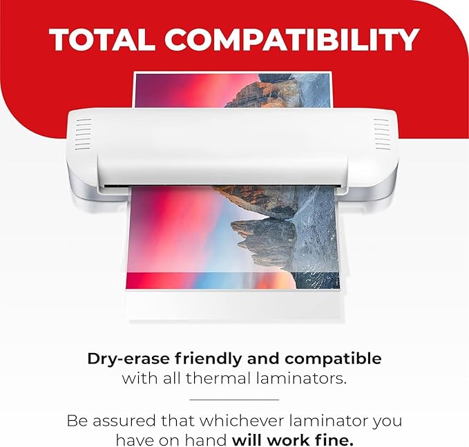 5MIL Thermal Laminating Sheets (125 Count) Photo, Card, Notecard, ID Badge, and Business Card Sizes, Dry-Erase Friendly Laminating Pouches, Compatible with Laminators, Crystal Clear Laminated Finish