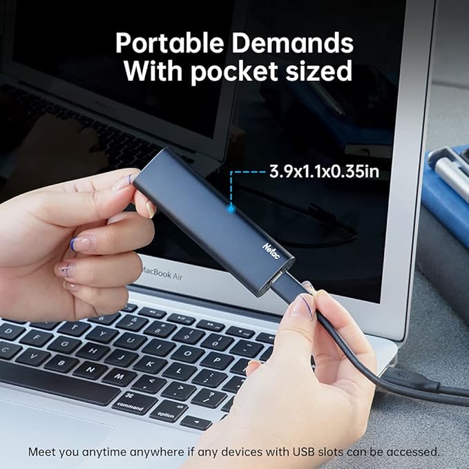 Netac 2TB Portable SSD USB 3.2 Gen 2 (10 Gbps, Type-C) External Solid State Drive Backup Slim Portable Drive for File Storage/Business Travel Essential, Rapid Read & Write Low Noise, Zslim