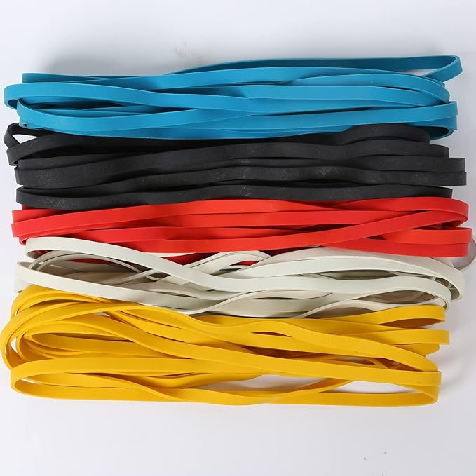 AMUU Rubber Bands Trash Can rubber bands 50 Pack 8inch Big Large Garbage Can Rubber Bands Elastic Rubber Bands for Office Supplies File Folders Box Books gifts Notebook 5 Colors