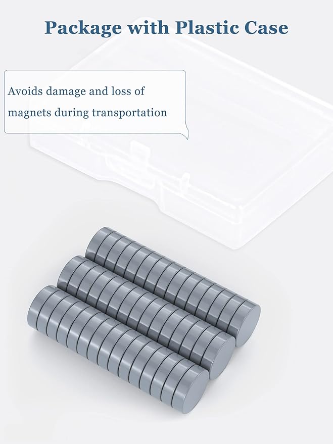 SMARTAKE 45 Pcs Refrigerator Magnets, Small Round Fridge Magnets, Multi-Use Premium Neodymium Office Magnets for Fridge, Whiteboard, Billboard in Home, Kitchen, Office and School (Grey)