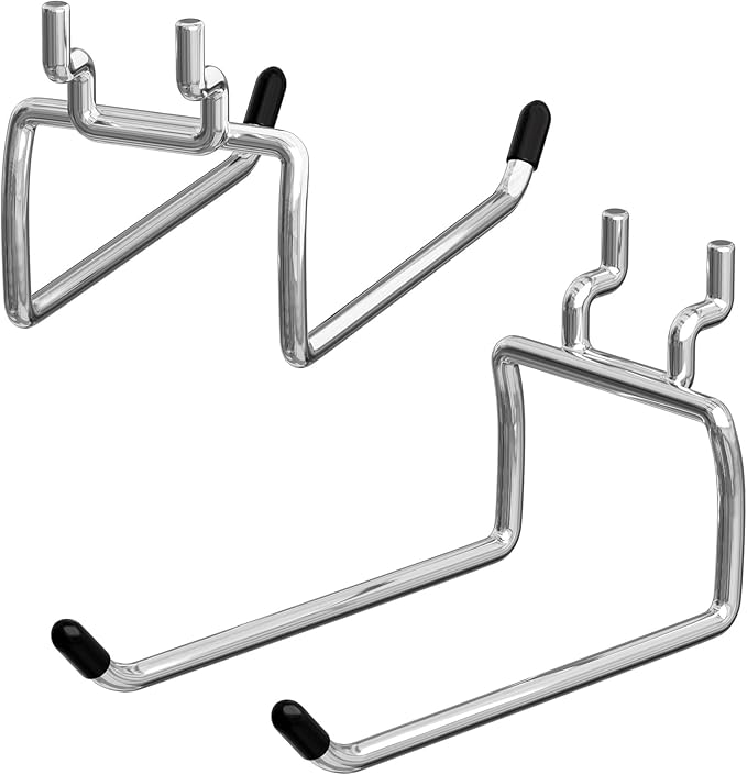 FRIMOONY Heavy Duty Pegboard Hooks 30 Pack, 4 Inch Long, Fitting 1/4 Inch Pegboard Holes, Silver Metal Garage Workshop Shed Organizer