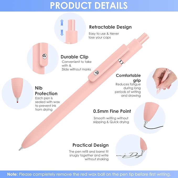 Donyang Gel Pens, 5pcs 0.5mm Cute Black Ink Fine Point Pens With Smooth Writing, Quick Dry Pens For Journaling, Teacher Work Desk Accessories Office School Supplies for Men Women Student (Morandi)