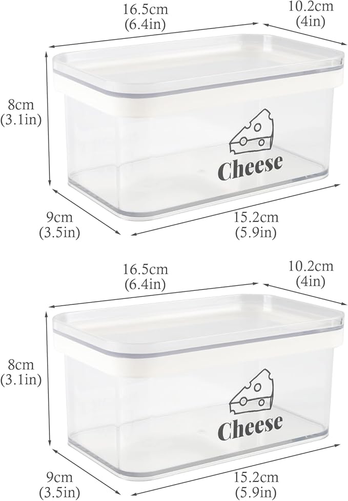 Cheese Container for Refrigerator 2 Pack,Shredded Cheese Storage Container With Lid,Bpa-Free Deli Meat Storage Containers,Cream Cheeses,Fridge Organizers and Storage for Slice Cheeses Holder
