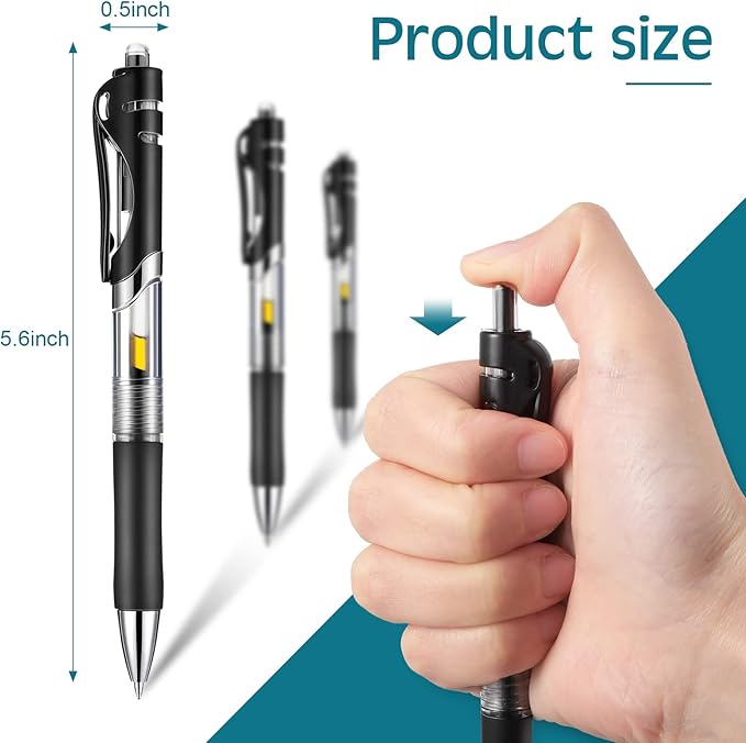 Spakon 200 Pieces Gel Pens Bulk Retractable Ink Ballpoint Pen Bulk Rolling Ball Medium Point 0.5mm Ballpoints with Soft Grip for Journal Writing Office Home(Blue, Red, Black)