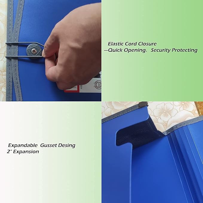 Premium Quality Plastic Expanding File Folder Document Organizer, 3.5" Expansion, A4 Letter Size for Home School Office Organization,4 Pack
