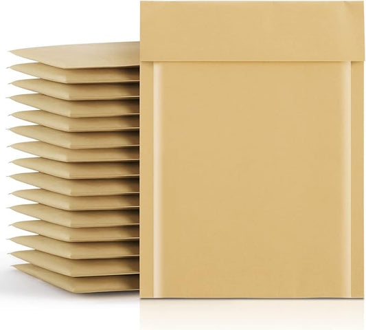 Fuxury Kraft Bubble Mailer 6x10 Inch 50 Pack,Strong Adhesion Padded Envelopes,Self Seal Bubble Envelopes, Waterproof Cushioned Bubble Mailers Packaging for Small Business,Bulk #0 Mailers Brown