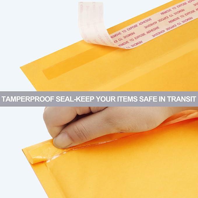 UCGOU Kraft Bubble Mailers 6x10 Inch 100 Pack Usable Size 6x9 Inch Yellow Padded Envelopes #0 Small Business Mailing Packages Self Sealing Tear Resistant Boutique Shipping Bags for Jewelry Supplies