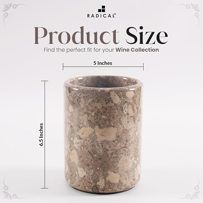 Radicaln Marble Wine Chiller Oceanic 6.5" Inches Handmade Beverage Cooler For Bar Accessories, Wine Chiller For Bottle & Champagne - Wine Bottle Holder For Bar Décor