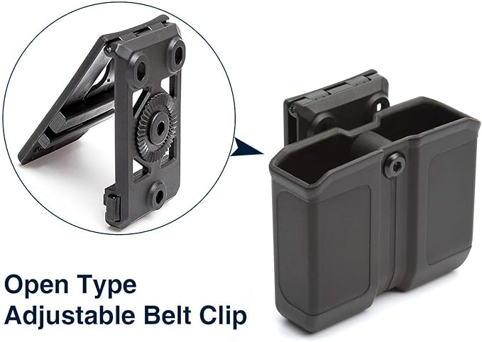OWB Polymer Double Magazine Holster Ambidextrous Carrier, Fits 9mm/.40 Calibers Double Stack Magazines of Glock, S&W, Sig Sauer, Springfield, Taurus, Beretta, Ruger, Walther, Canik, Colt, CZ, H&K