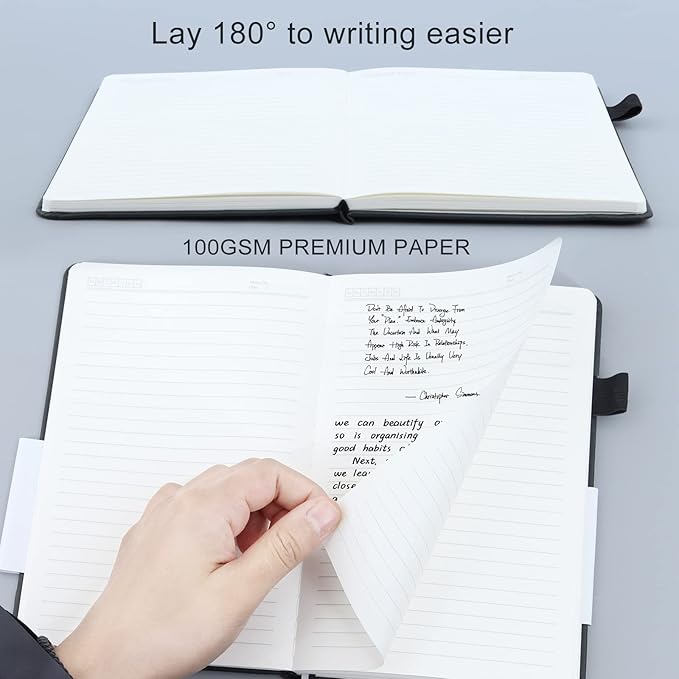 KaiRuiYing Lined Journal Notebook, 160 Pages, 5.5'' × 8.6'' A5 Size, College Ruled, 100 GSM Thick Paper, Leather Hardcover Bullet Journal for Men & Women Available for Writing, Work, Office, Diary and Back to shcool