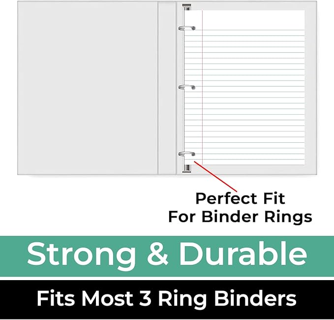 Loose Leaf Paper, 450 Sheets, 3 Pack, 56 gsm Wide Ruled Sheets, 8" x 10.5", Bulk Notebook Paper, 3 Hole Punched, 150 Sheets/Pack, Wide Ruled Paper for Binders, Loose Leaf Office Paper, White