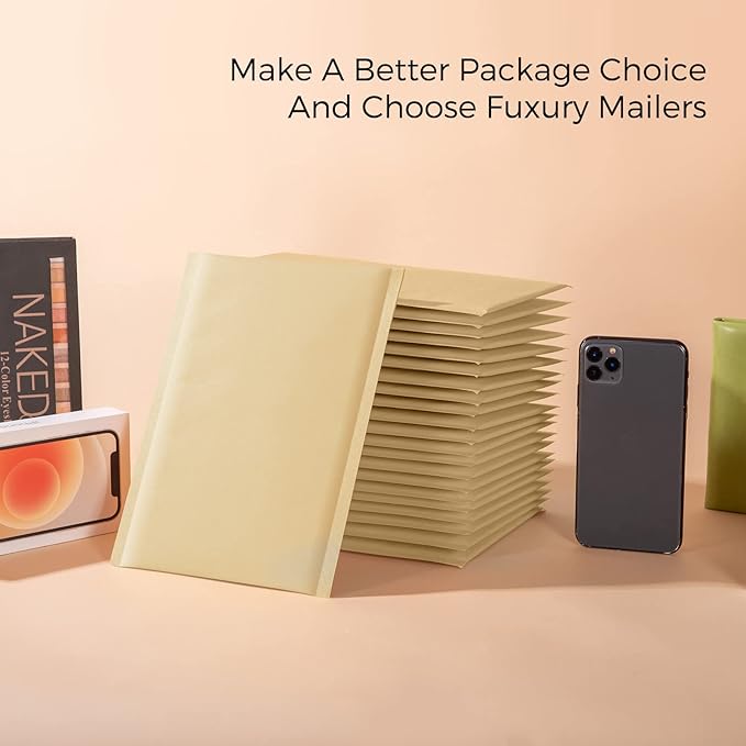 Fuxury Kraft Bubble Mailer 6x10 Inch 50 Pack,Strong Adhesion Padded Envelopes,Self Seal Bubble Envelopes, Waterproof Cushioned Bubble Mailers Packaging for Small Business,Bulk #0 Mailers Brown