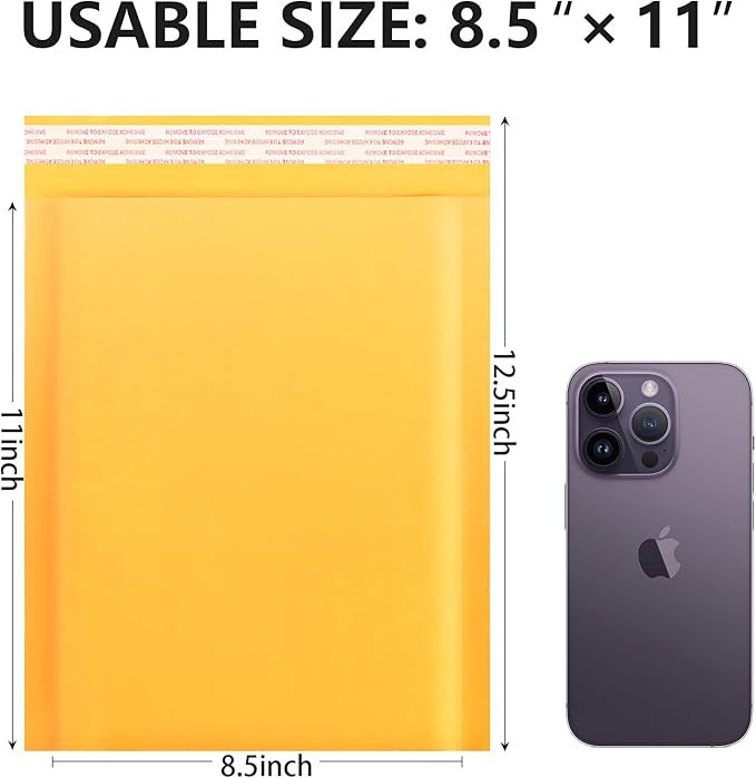 Kraft Bubble Mailers 8.5x11inch 25Pack Yellow Self-Seal Padded Envelopes Bubble Opaque Padded Mailers Shipping Bags for Small Businesses to Package and Mail Jewelry Cosmetics, Electronic Products