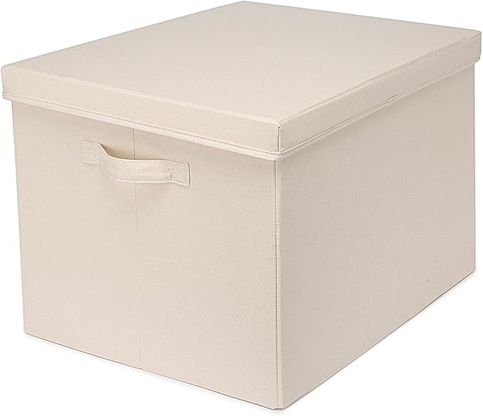 Foldable Storage Bins with Lids Cotton Canvas Rectangular Storage Box Ideal for Organization Lightweight and Durable (XXL)