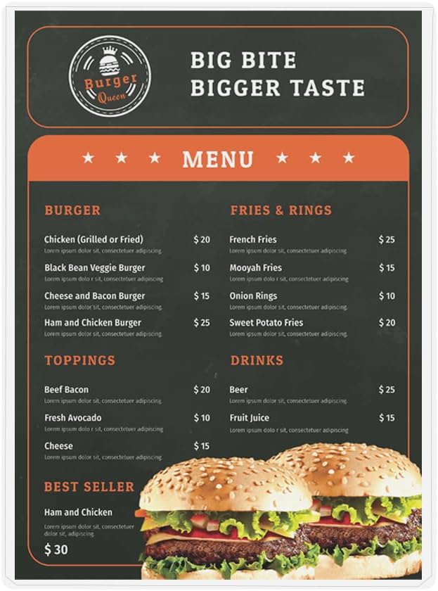 StoreSMART® - Rigid Plastic Menu - 8.5" x 14" - 200-Pack - HPP812X14-MENU-200
