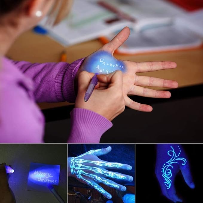 7PCS Invisible Ink Pens with UV Light Party Favors for Boys and Girls, Detective Magic Pen Disappearing Ink for Kids 8-12, Stocking Stuffers, Classroom Prizes
