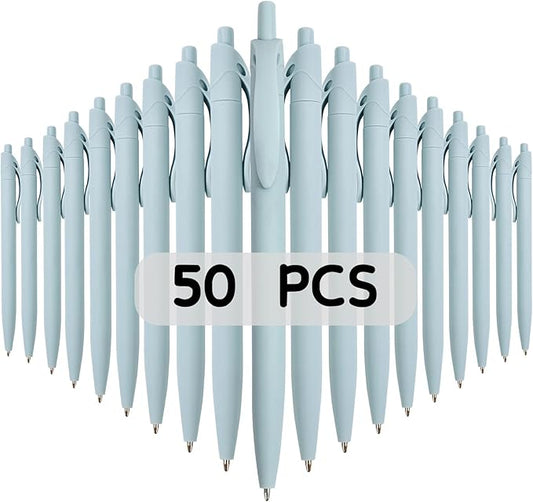 BallPoint Pens, 50 Pack (BLACK Ink),Bulk Pens, Light Blue/Mint Green Barrel,Click Pens for Office Home and School, Retractable Ballpoint Pens, Medium Point, 1.00MM (Light Blue/Mint Green)