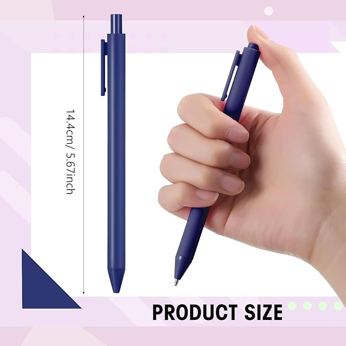 Teling 100 Pcs Ballpoint Pens Retractable Comfortable Cute Stylish Writing Pens in Medium Point 1.0 mm for Office Supplies(Navy)