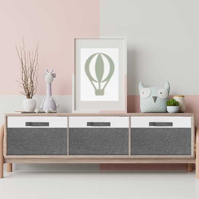 GhvyenntteS 6 Pack Fabric Storage Bins, 15x11x9.6 inch Closet Storage Bins for Shelves with 3 Handles, Foldable Storage Baskets for Shelves, Sturdy Closet Organizers and Storage