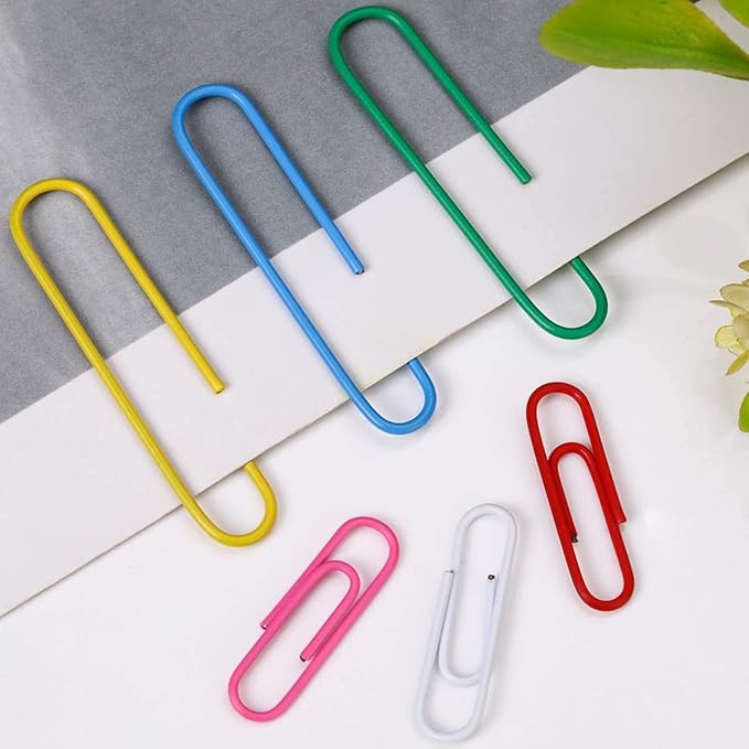 Vinaco Paper Clips Colorful, 400PCS Medium and Jumbo(1.3 inch & 2 inch) Paper Clips, Durable and Rustproof, Coated Large Paperclips Great for Office School Document Organizing (Multicolored)