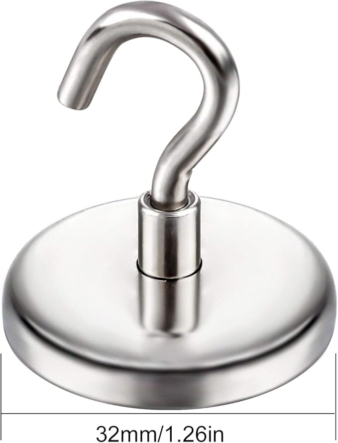 DIYMAG Strong Neodymium Magnetic Hooks, 120lbs Heavy Duty Rare Earth Magnets with Hook,Strong Corrosion Protection Facilitate Hook Pack of 6