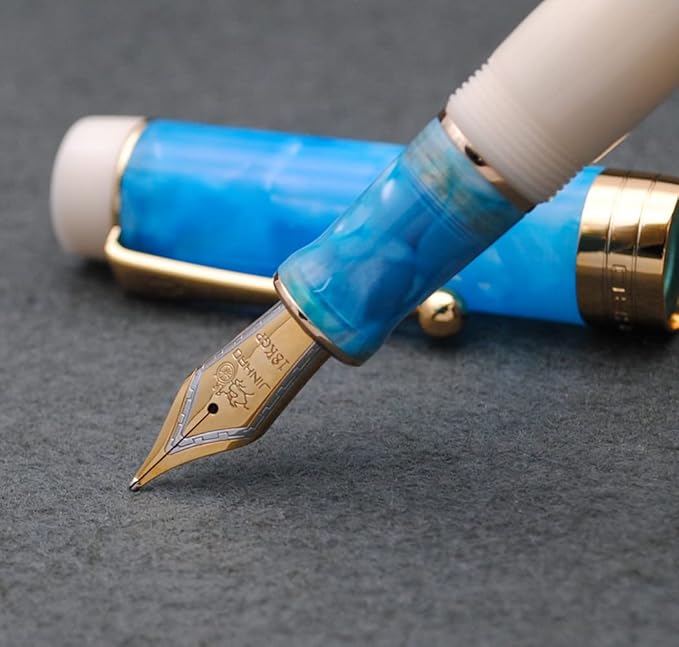 JINHAO 100 Fountain Pen with Ink Converter (Medium Nib 0.7mm, Sky Blue-A)