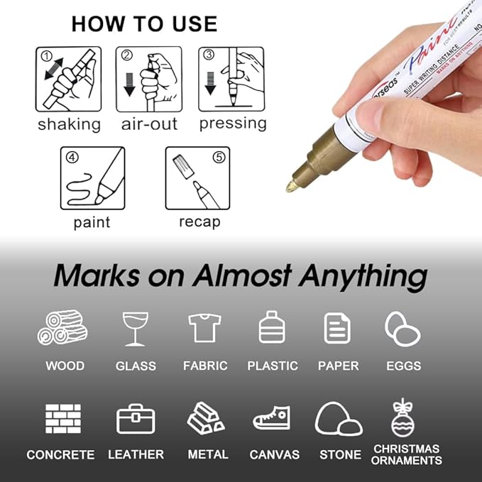 Overseas Permanent Paint Pens Yellow Markers - 2 Pack Single color Oil Based Paint Markers, Medium Tip, Quick Drying and Waterproof Marker Pen for Metal, Rock Painting, Wood, Plastic, Canvas, Mugs