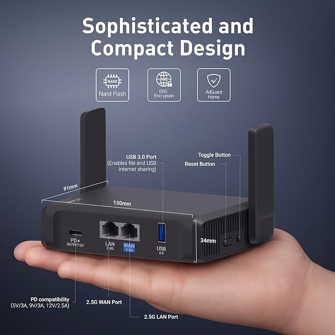 GL.iNet GL-BE3600 (Slate 7) Portable Travel Router, Pocket Dual-Band Wi-Fi 7, 2.5G Router, Portable VPN Routers WiFi for Travel, Public Computer Routers, Business Trip, Moblie/RV/Cruise/Plane