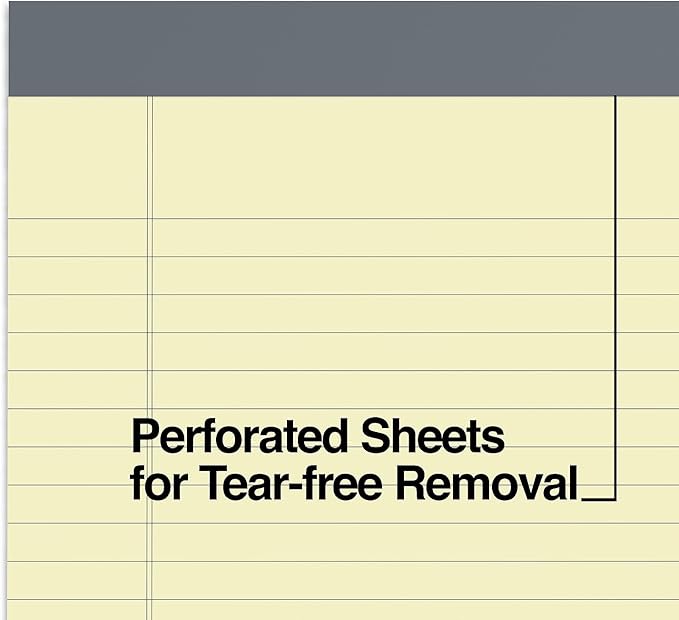 TRU RED Staples Notepads, 8.5" x 11.75", Wide Ruled, Canary, 50 Sheets/Pad, 12 Pads/Pack (TR57366)