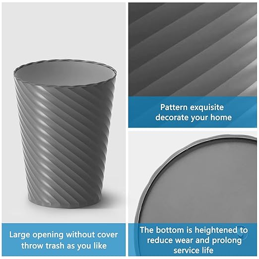 Bathroom Trash Can, 3 Pack 1.8 Gallons Small Trash Can with Trash Bags, Bathroom Garbage Can, Plastic Trash Bin, Round Waste Basket for Bath,Bedroom, Office, Kitchen, Room, Compact Space (Grey)
