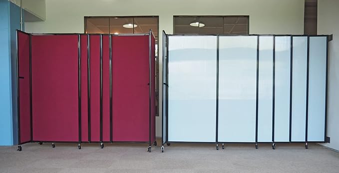Wall-Mounted Sliding StraightWall Room Divider | Adjustable Widths | Locking Wheels | Room Separator | Up to 15'6" Wide x 4' Tall Slate Fabric Panels