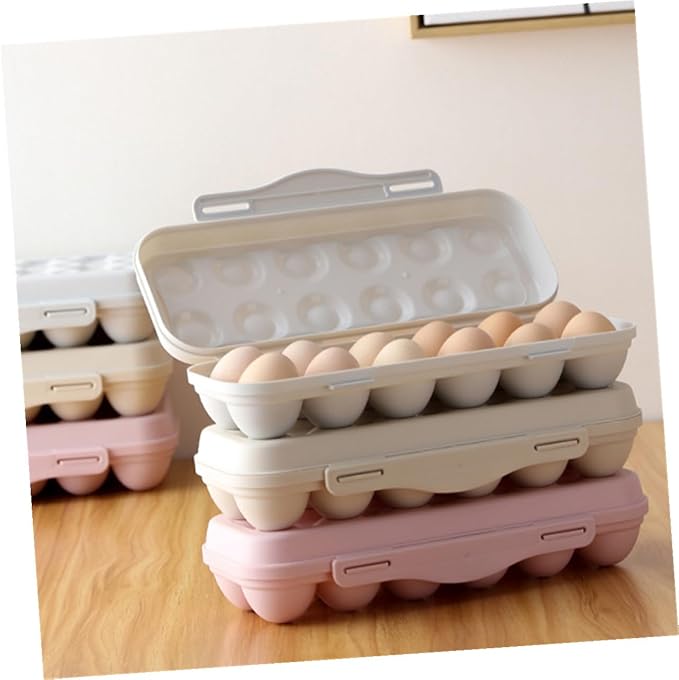 2pcs Egg Fridge Organizer with Lids Stackable Egg Storage Box for Refrigerator with Easy Pull-out Design