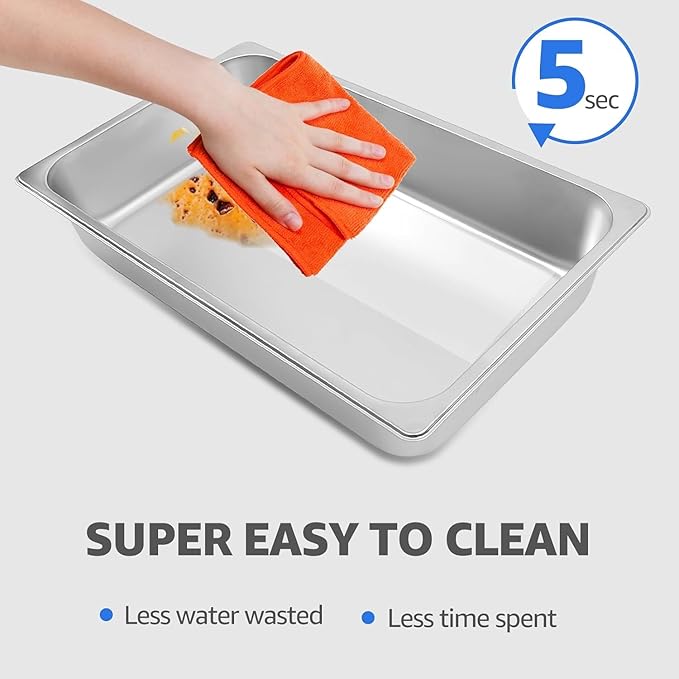 6 pack Chafing Dishes for Buffet of Stainless Steel Food Warmers 9 QT Chafers and Buffet Warmers Sets Commercial Catering Chafers, 12 Pans(full size+ 1/2 size+ 1/3 size)