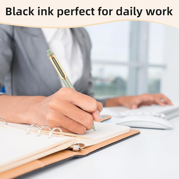 Gel Pens, 10 Pcs 0.5mm Retractable Black Ink Fine Point Rolling Ball Gel Pen, Smooth Writing No Bleed for Journaling Note Taking, Home School Office Supplies