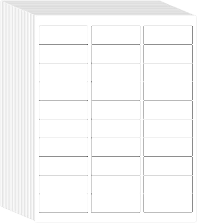 L LIKED Printable Address Labels, 1" x 2-5/8", 1,500 Labels, 30 per Sheet, Label Stickers for Envelopes (50 Sheets)