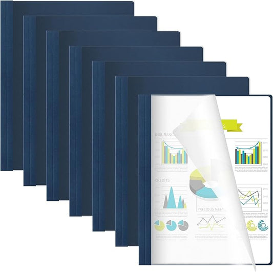 10 Pcs Thermal Binding Covers, 8.5 x 11 Inch Letter Size, 1 Inch Spine Holds 240 Sheets, Clear Front Paper Back Report Cover Suitable for Schools Offices Presentation(Blue)
