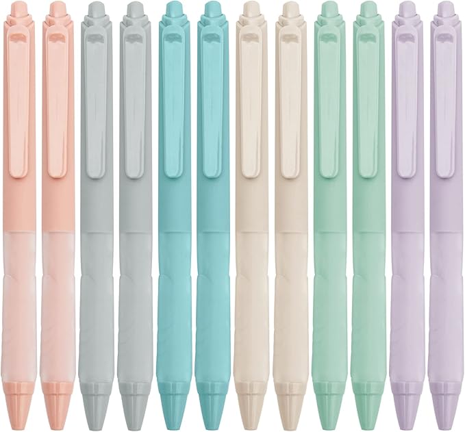 Linbsunne Ballpoint Pens Medium Point 1mm Black Pen with Super Soft Grip Ball Point Pen for Men Women Retractable Pens (12-pack)