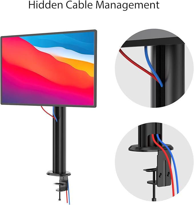 BEWISER Dual Monitor Stand Desk Mount- Vertical Heavy Duty Monitor Riser Fits Two 17 to 49 Inch Screen with Swivel, Tilt, Height Adjustable,weight capacity up to 33 lbs,BL200-B