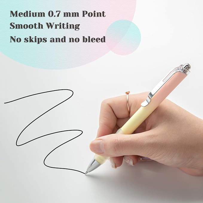 Gel Pens Fine Point 0.7mm Black Ink Gel Pen Retractable Cute Pens for Smooth Writing School Office Supplies, Pack of 18